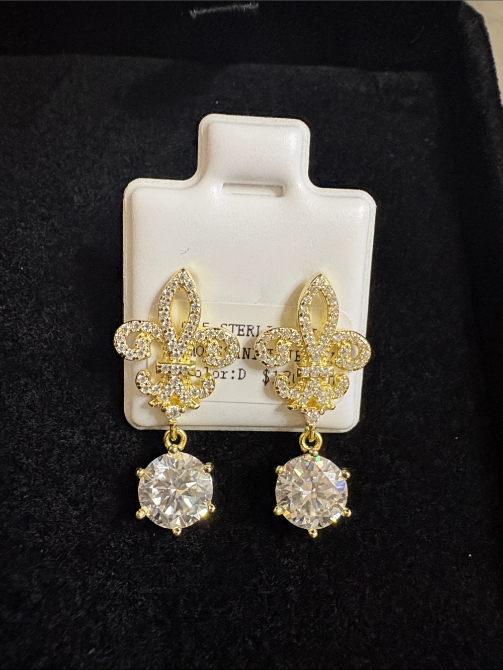 Sterling Silver Moissanite Gold-Tone Fleur Earrings